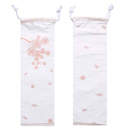 Pink Sakura Travel Carrying Case for Reusable Metal Stainless Steel Bamboo Silicone Drinking Straws/Cutlery/Brush/Chopsticks Pouch, by Quotidian (Tyvek)