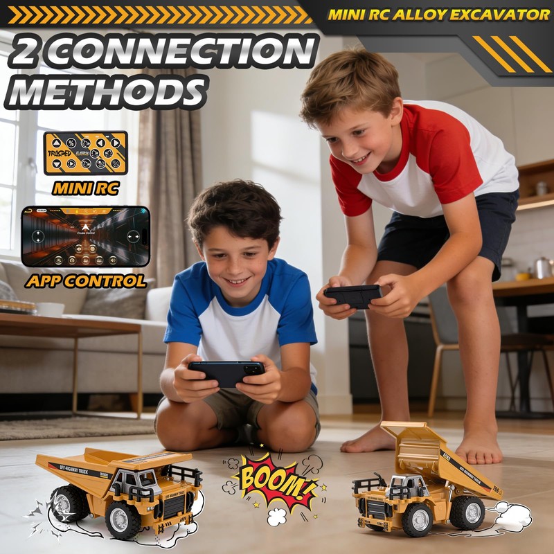 LTFIOON Mini Camion Ribaltabile RC, 1:64 Autocarro Ribaltabile in Metallo