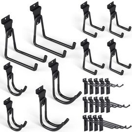 INCLY 24 Pack Heavy Duty Slatwall Hooks, Black Garage Slatwall Panel Accessories Utility Hooks, Slat Wall Hanging Hooks and Hangers for Garages, Sheds, Basements