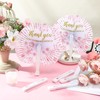 Roowest 48 Pcs Wedding Fans for Guests Bulk Blue Pink
