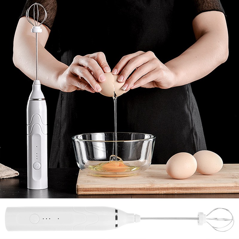 Electric Milk Frother USB Charging 3 Speeds Egg Beater Handheld