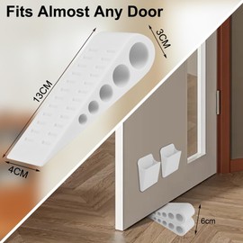HOTUT Pack of 2 Door Stop, Door Stoppers for Floor, Anti-Skid Durable Rubber Door Stops Indoors, Heavy Duty Door Stop Wedge, Rubber Doorstop Wedge Ideal for All Types of Surfaces, White Door Wedges