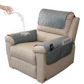 vctops 3 Pcs Water Resistant Sofa Armrest Cover Vintage Faux Suede Headrest Cover for Recliner Chair Arm Cover Non Slip Couch Cover for Dogs Washable Furniture Protector (Greyish Blue,1 Seat)