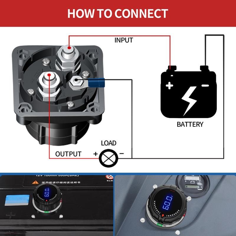 Battery Disconnect Power Switch with Digital Voltage Display,DC 5-60V