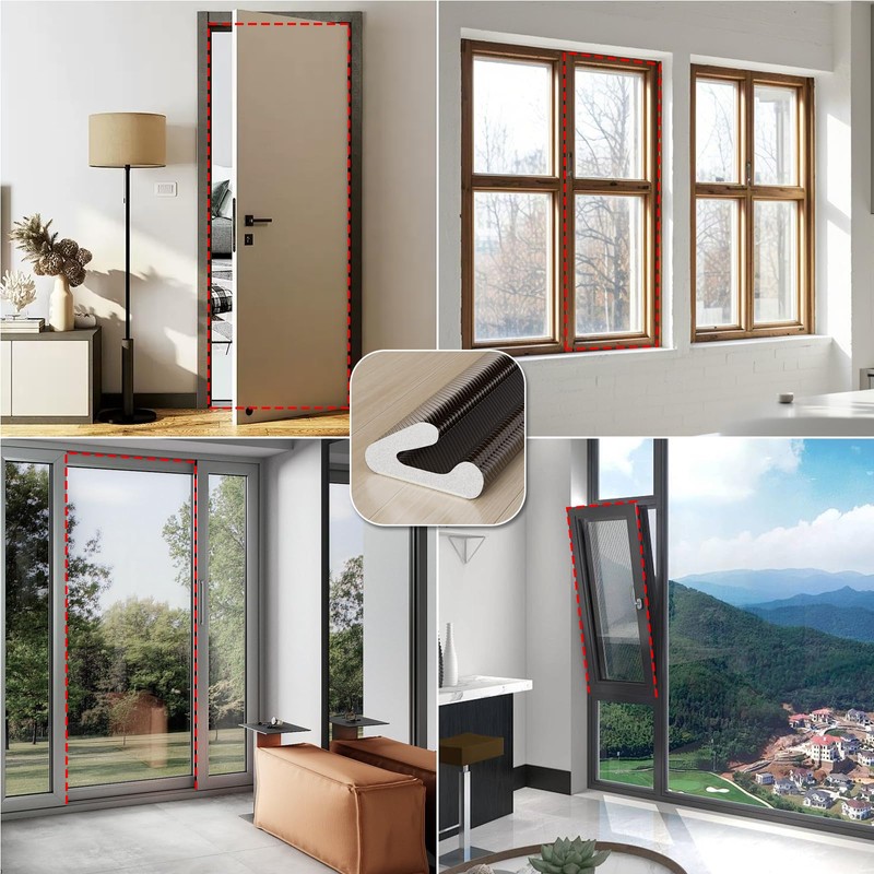 V-Shaped Weather Stripping Door Seal, 19.7FT Draft Stopper for Doors/Windows,
