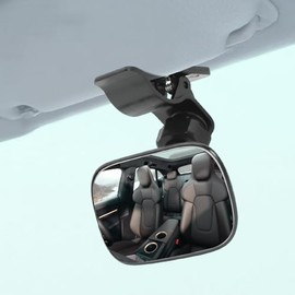 Universal Car Interior Rearview Baby Mirror, Adjustable Clip-on Wide Angle Convex Facing Mirror for Car, Truck, Sun Visor, Headrest, Black