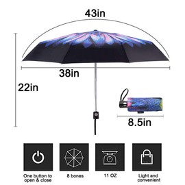 Goothdurs - Paraguas automáticas de viaje a prueba de viento, compacto, apertura y cierre automático, pequeñas y ligeras, plegables para mujeres y hombres