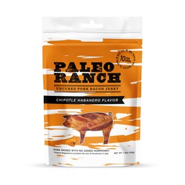 PALEO RANCH Uncured Bacon Jerky, Chipotle Habanero, No Added Hormones, No Preservatives, 1.5-oz (Pack of 2)