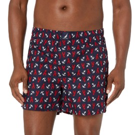 Nautica Men's Classic Cotton Woven Boxer, Nautical Lobster-Peacoat, X-Large