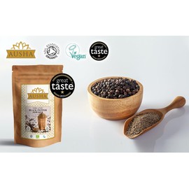 Ausha Organic Ground Black Pepper 200g - Coarse | Winner 1* Star GREAT TASTE AWARD 2023 - Cooking