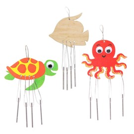 Baker Ross FE232 Sealife Wooden Windchimes - Pack of 4, Decorate and Personalise for Arts and Crafts Activities