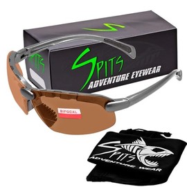 Spits Eyewear Top Or Bottom Bifocal Safety Glasses (Frame Color: Gray, Magnifier: 2.50 Bottom Bronze Orange)
