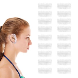 dinghaole 100 Pcs Clear Disposable Ear Protectors, Clear Disposable Ear Covers for Shower Waterproof Plastic Ears Protectors Ears Shower Caps for Hair Dye Showering Bathing Spa Salon Home