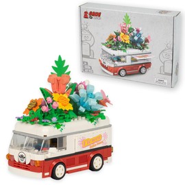 Game of Bricks 520 PCS Car/Van with Flower Bouquet Building Blocks Toy, Artificial Flowers and Garden Set for Adults and Kids, Home Décor, Botanical Collection, for Wife or Husband
