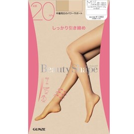 Gunze Women's Stockings, Beauty Shape, Ankle 20 hPa, Firm Tightening, (New Model) Natural Beige