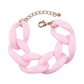 COLORFUL BLING Chunky Chain Candy Color Acrylic Bracelet for Women Resin Exaggerated Thick Link Bracelet Wrist Party Jewelry-pink