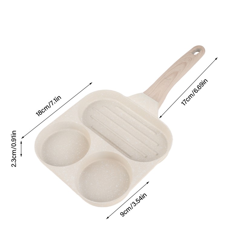 3 in 1 Breakfast Pan Nonstick Aluminum Alloy Labor Saving
