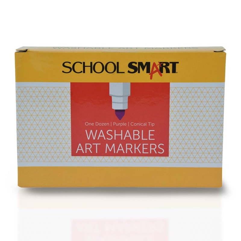 School Smart Washable Art Markers, Conical Tip, Purple, Pack of