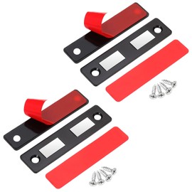 2 Pack Thin Magnetic Cabinet Door Catch, Stainless Steel Magnetic Cabinet Latch Adhesive Drawer Magnet Catch for Wardrobe Closet Door Closing (Black)