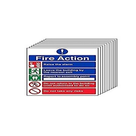 V Safety Fire Action - General Fire Action 5 Message Risks - 200 x 300mm - Pack of 10