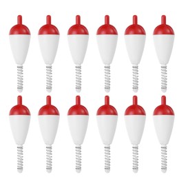 PATIKIL Fishing Float Bobbers, 15 Pack Hard ABS Oval Stick Spring Slip Bobber for Crappie Trout Bass Fishing, Red