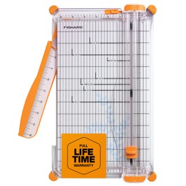 Fiskars Precision Paper Trimmer, Easy, Safe and Accurate for Crafts, Gifts, Cards, Photos, Always Cuts Straight, Swing-Out Arm Extends Measurements, Lightweight and Portable Sharp Paper Cutter