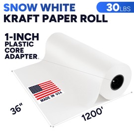Paclord 36" x 1200' White Wrapping Paper, 30 Lbs Standard Grade – Made in USA Large Roll of White Paper, Fits Industrial Dispensers – Ideal for Packaging, Void Filling, Shipping, or School Projects