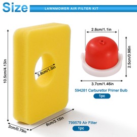 VooGenzek Air Filter Cover 595660 & Air Filter 799579 & Carburetor Fuel Bulb 594281 Compatible with Briggs Stratton 590581 08P502 08P602 09P602