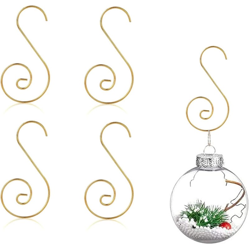 120Pcs Gold Christmas Ornaments Hangers Hooks for Christmas Tree Baubles,