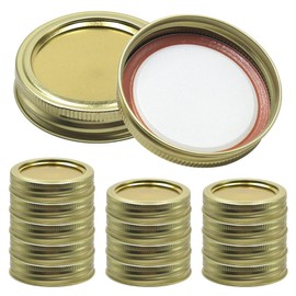 15 PCS Mason Jar Lids 70MM Standard Mouth Tinplate Lids Regular Canning Lids and Rings with Seals Ring Lids for Jars Fit Mason Jars Kerr Jars Cans(Gold)