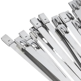 Metal Zip Ties (100PCS 11.8 Inch), 304 Stainless Steel, Heavy Duty Self-locking Cable Ties, for Exhaust Wrap, Chain Link Fence Parts, Wire Fence Rolls, Poultry Fence Outdoor (500, 11.8)