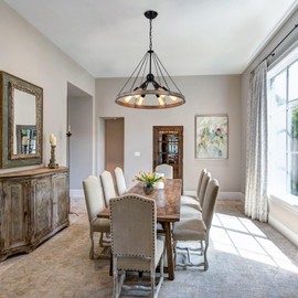 OWBLBWO 6-Light Wagon Wheel Chandelier, Modern Farmhouse Chandelier for Dining Room Light Fixture 23.6" Rustic Industrial Round Hanging Pendant Lighting for Living Room Foyer Island Sputnik Chandelier