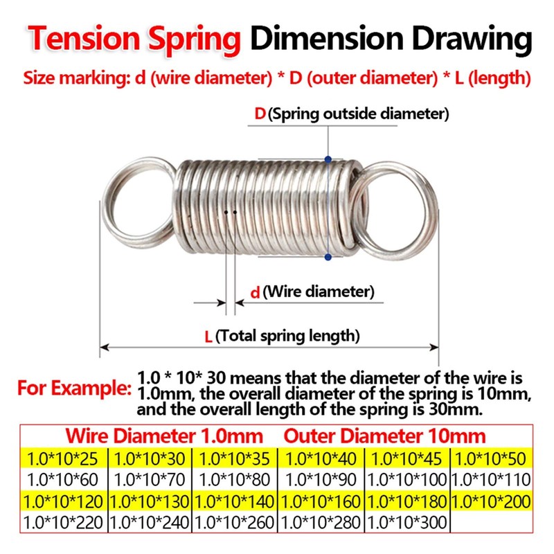 Home Maintenance Extension Spring Loop Hook Tension Spring Coil Extension
