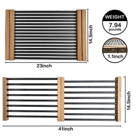 Koyuioe Pellet Grill Storage 1.9-3.38 FT Foldable Grill Shelf, Shelf Adjustable Compatible with Traeger Pro 22, Pro 34, Pro 575, Pro 780, Ironwood 885 Pellet Grills