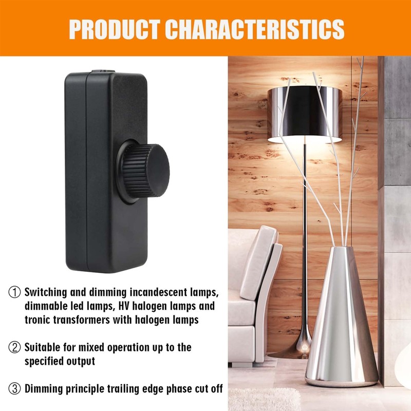 Dimmer Switch for LED Lamps, 220-240VAC/50Hz LED Cord Dimmer, LED
