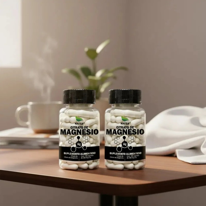 Citrato Magnesio Frascos 100 Cápsulas Duerme Despierta Energía Alta Absorción