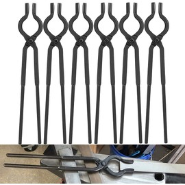 CASTNOO 6 Pieces V Bolt Tongs Beginner Blacksmith Forge Tong Set Knife Making Tongs Set Bladesmith Tools Anvil Vise Forge Tongs Includes 3/8 1/2 5/8 3/4 7/8 and 1 Inch