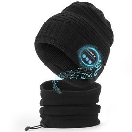 SIVITICK Gifts for Men Boys Bluetooth Hat Christmas Gifts for Women Teenager Winter Hats Beanie with Headphones Bluetooth, black