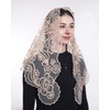 Bozidol Champagne Mantilla Triangular Embroidered Sacred Heart Camellia Veil for