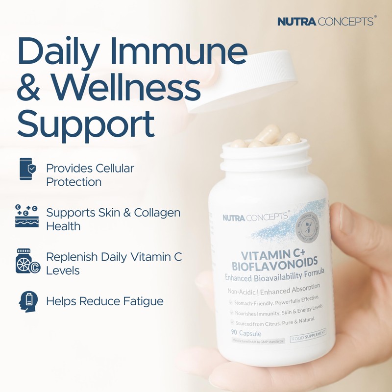 Nutraconcepts Vitamin C+ Bioflavonoids - 90 Vegan Capsules - Supports