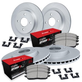 R1 Concepts Front Rear Brakes and Rotors Kit |Front Rear Brake Pads| Brake Rotors and Pads| Optimum OEp Brake Pads and Rotors |Hardware Kit|fits 1990-1991 Honda CRX