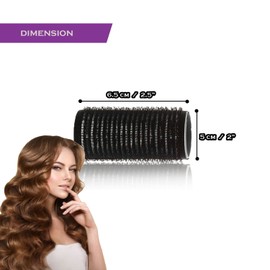 AKH® Hair Rollers | Pack of 8 | Black Large Hair Rollers 50mm | For Short And Long Hair Salon Hairdressing, Hair Styling, Waves and Curles | Self Grip Holding Rollers For Men Women Kids | Curling Tool