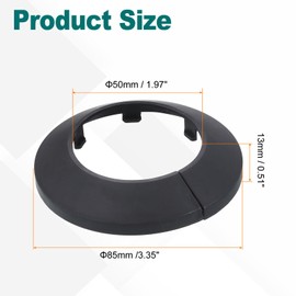 sourcing map Escutcheon Plate, 1Pcs 50mm - Fit 1.9" Outer Diameter Split Pipe Flange Water Pipe Cover Collar Decoration, PP Plastic Plumbing Cover Plates (Black)