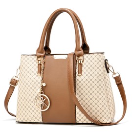 Purse and Handbags for Women, 3 Zip Compartments Tote Bag Designer Shoulder Purse Top Handle Satchel Bags