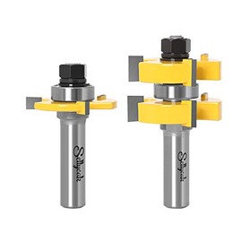 Tongue and Groove Router Bit Set 1/2 Shank, SellyOak Tongue Groove Router Bit, 3 Teeth Adjustable T Shape for Doors, Drawers, Shelves & More-Processing Template Thickness: 15-31mm