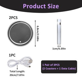 LED Car Coasters, 2pcs LED Cup Holder Lightss with 7 Color Luminescent Car Cup Coaster, USB Charging, Vibration-Sensing, for Drink Coaster Accessories Interior Decoration Atmosphere Light