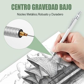 Lápiz de Dibujo Mecánico, Portaminas 0.5 mm, Centro de Gravedad Bajo y Buen Tacto, Adecuado para Pintar y Dibujar, Funda y Recambio de Bolígrafo Gratuitos
