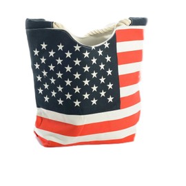NL HOME USA Flag Large Canvas Tote Bag with Durable Robes for Shopping, Beach, or Picnic