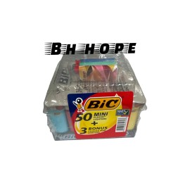 BIC Mini Classic Lighters Assorted Colors, 50 plus 3 Bonus. Mini Size. NEW