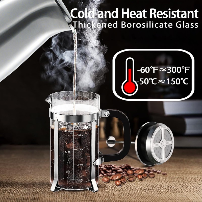 YMMIND French Press Coffee Maker 304 Stainless Steel Coffee Press,with